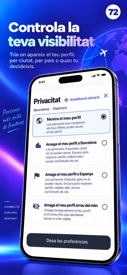 Controla la visibilitat del teu perfil per ciutat, país o arreu del món