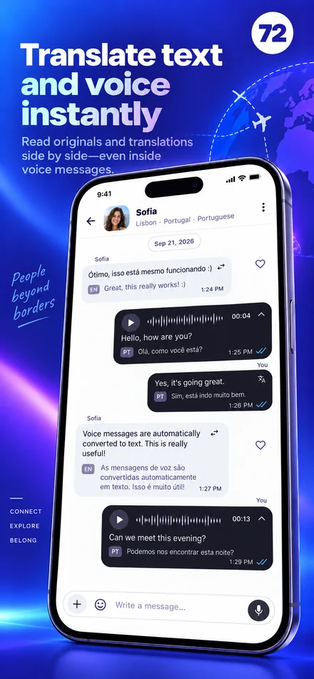 Read and listen to text and voice messages in your language