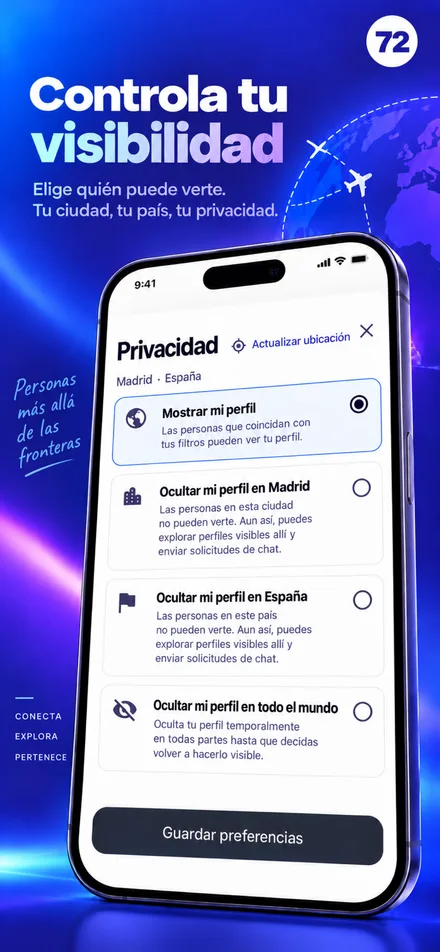Controla la visibilidad de tu perfil por ciudad, país o en todo el mundo