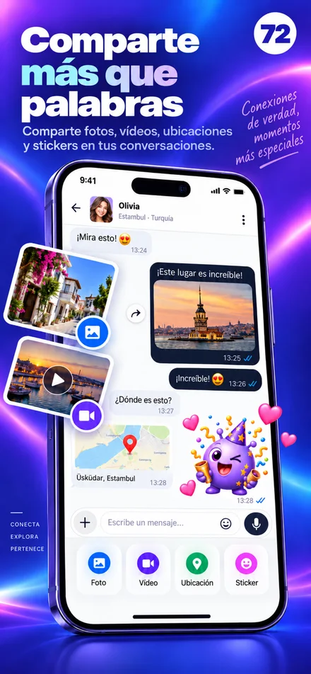 Comparte tus momentos con fotos, vídeos, ubicaciones y stickers