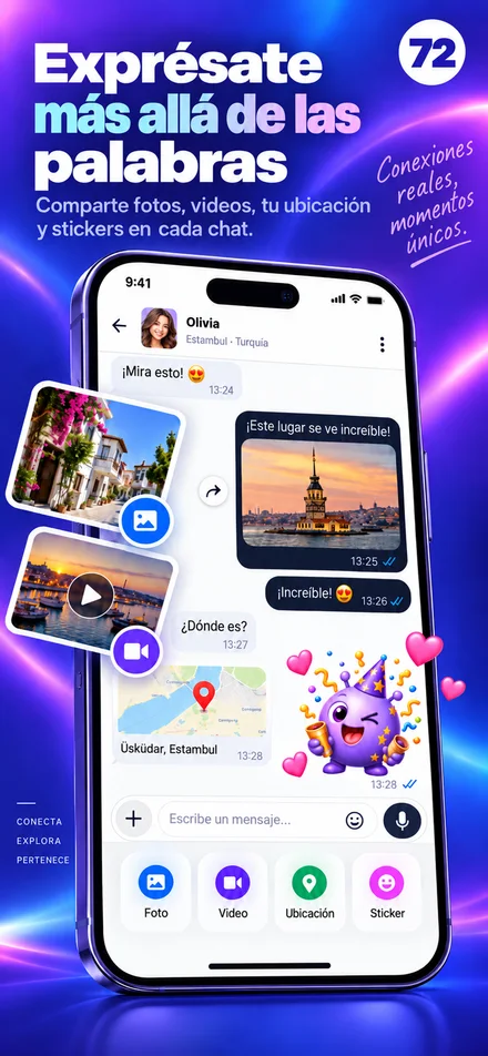 Comparte tus momentos con fotos, videos, ubicaciones y stickers