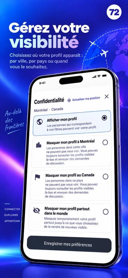 Contrôlez la visibilité de votre profil par ville, pays ou dans le monde