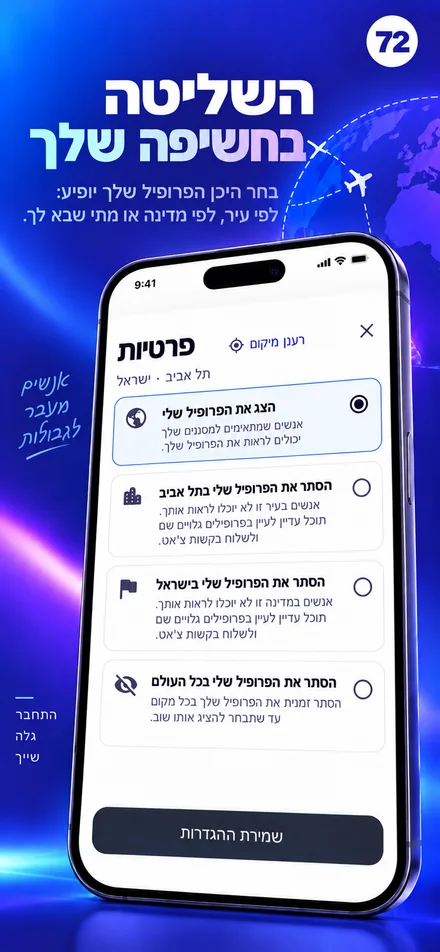 לשלוט בנראות הפרופיל שלך לפי עיר, מדינה או העולם