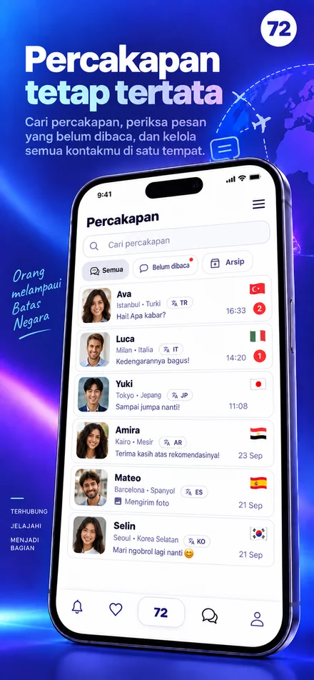 Temukan percakapan Anda, dan kelola pesan belum dibaca serta arsip
