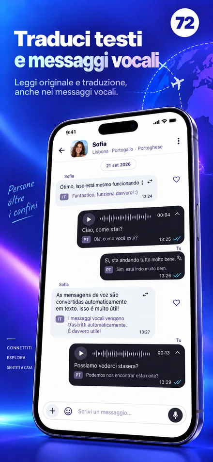 Leggi e ascolta messaggi di testo e vocali nella tua lingua