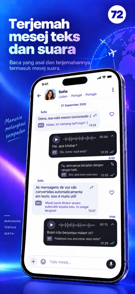 Baca dan dengar mesej teks dan suara dalam bahasa anda