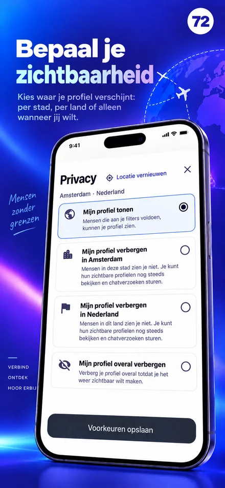 Bepaal wie je profiel ziet: stad, land of de hele wereld