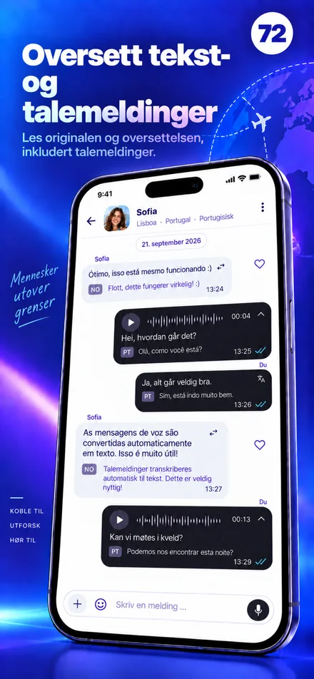 Les og lytt til tekst- og talemeldinger på ditt språk