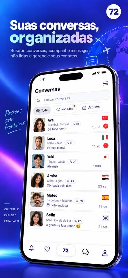 Encontre suas conversas e gerencie mensagens não lidas e arquivo