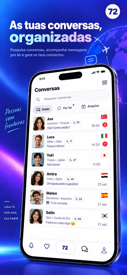 Encontre as suas conversas e faça gestão das mensagens por ler e do arquivo