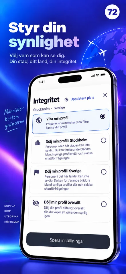 Styr vem som ser din profil: stad, land eller hela världen
