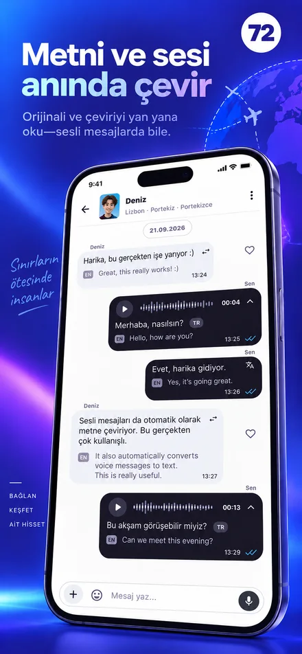 Metin ve ses mesajlarını kendi dilinde oku ve dinle
